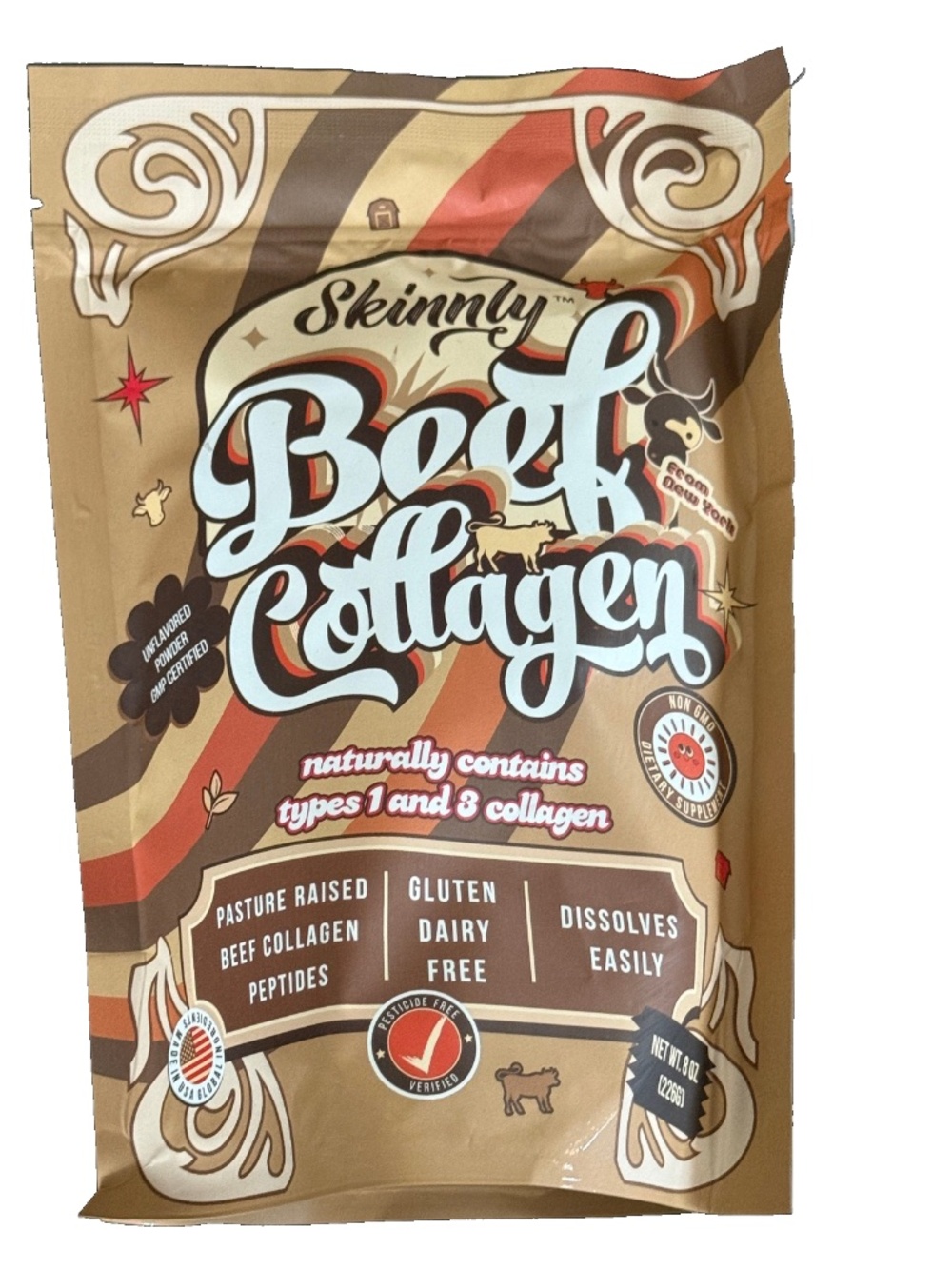 SKINNLY  Hydrolyzed Bovine Collagen Peptides Powder NEW